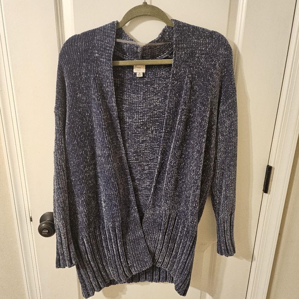 Women's Blue Open-Front Sweater